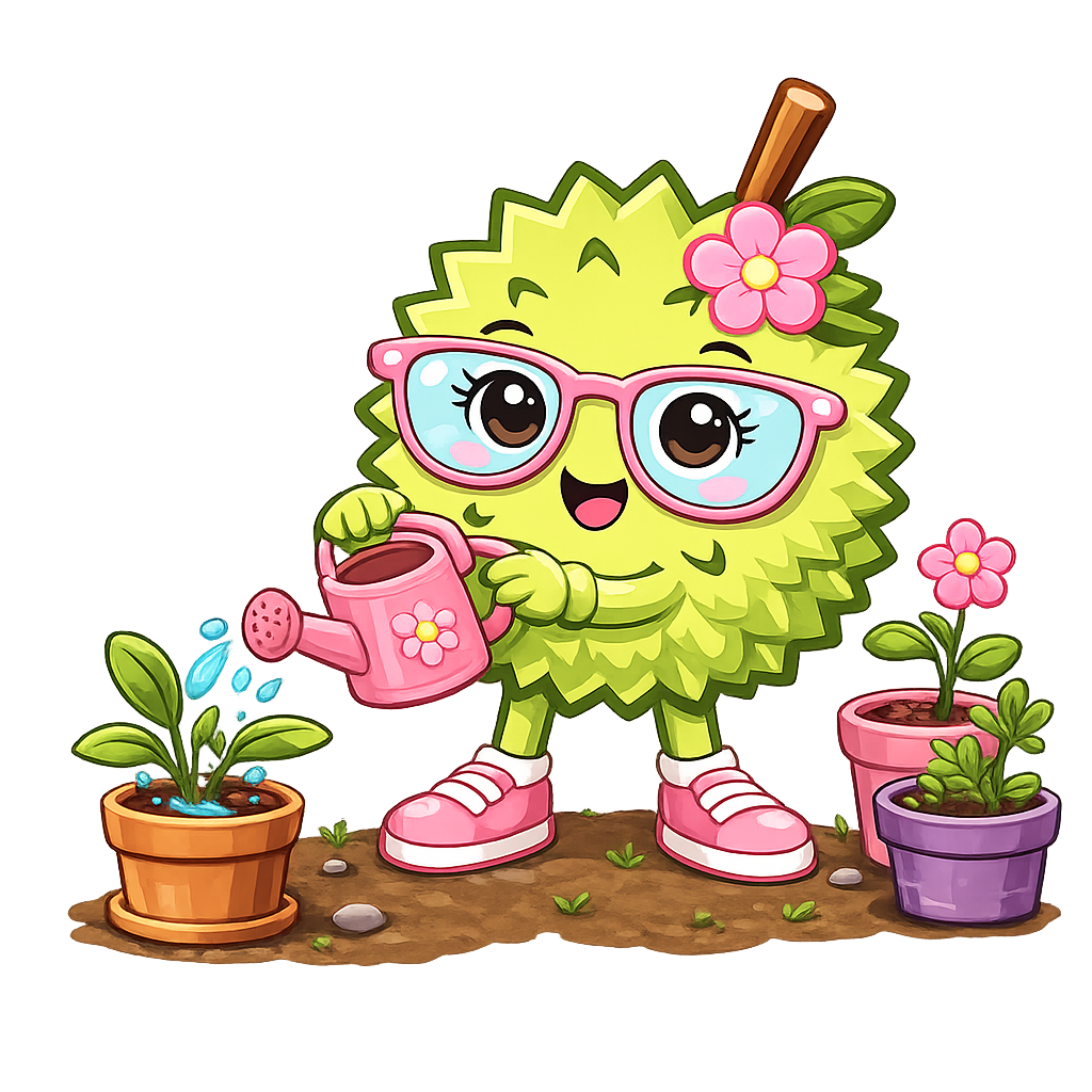 Sabai watering her garden